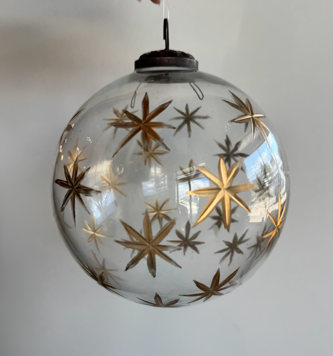Etched Star Clear Glass Ornament