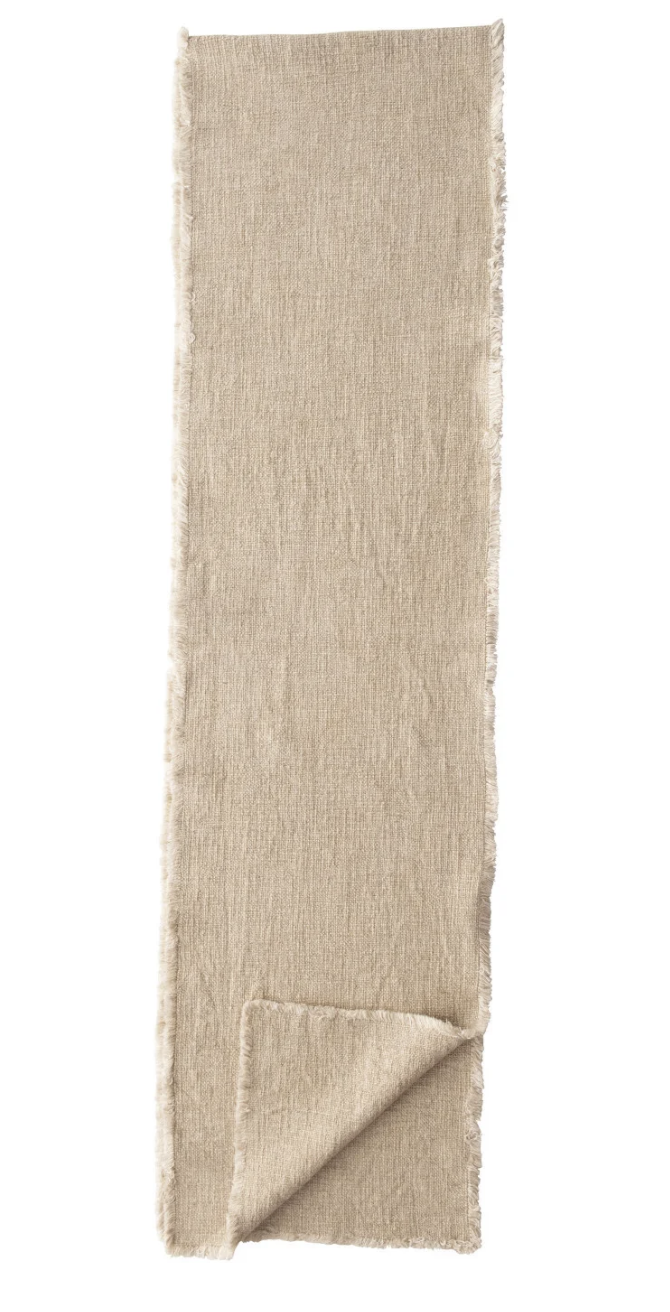 Linen Frayed Table Runner