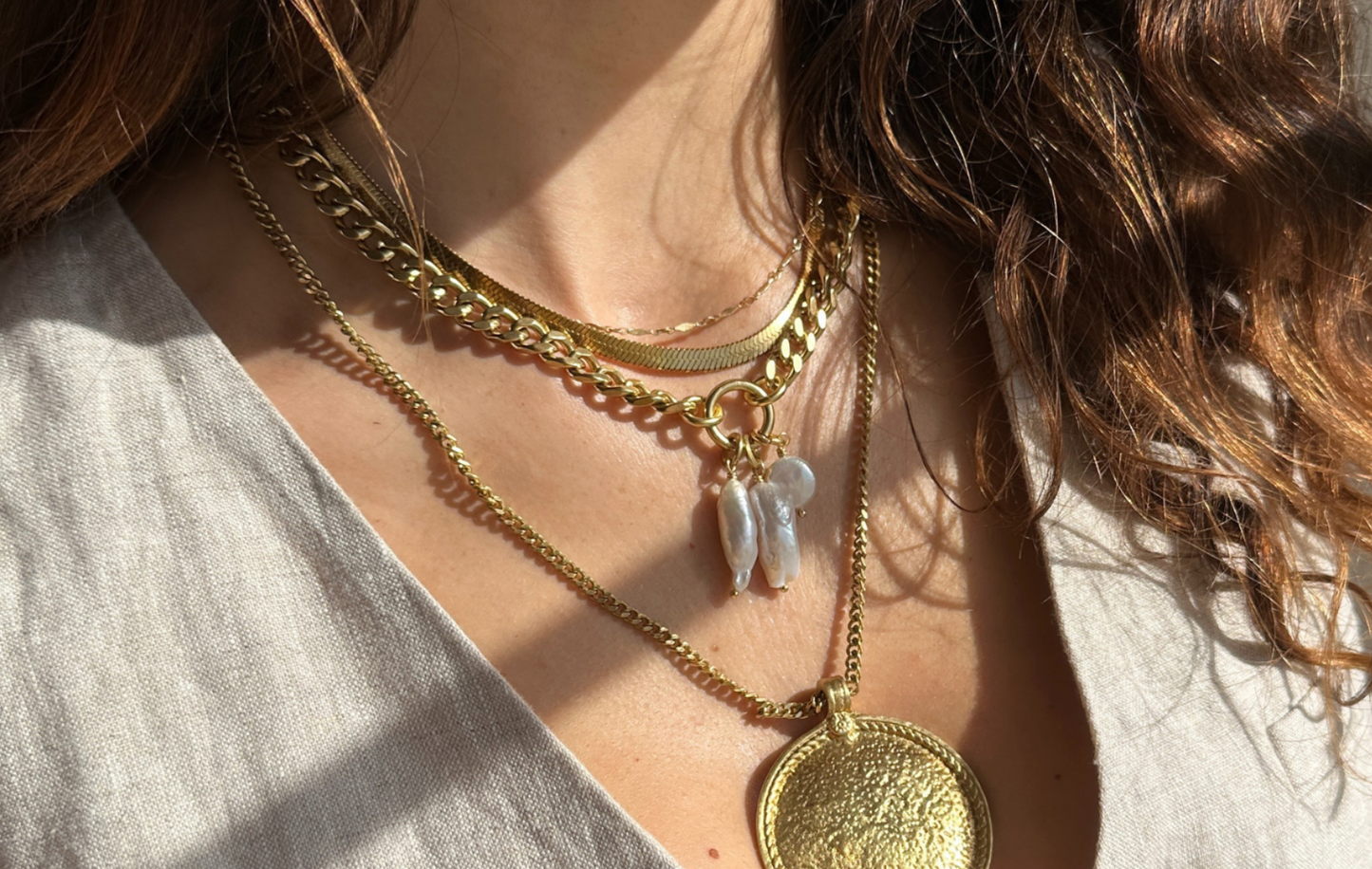 Pearl Drop + Chain Necklace