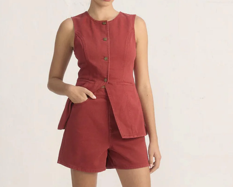 Cherry Denim Vest