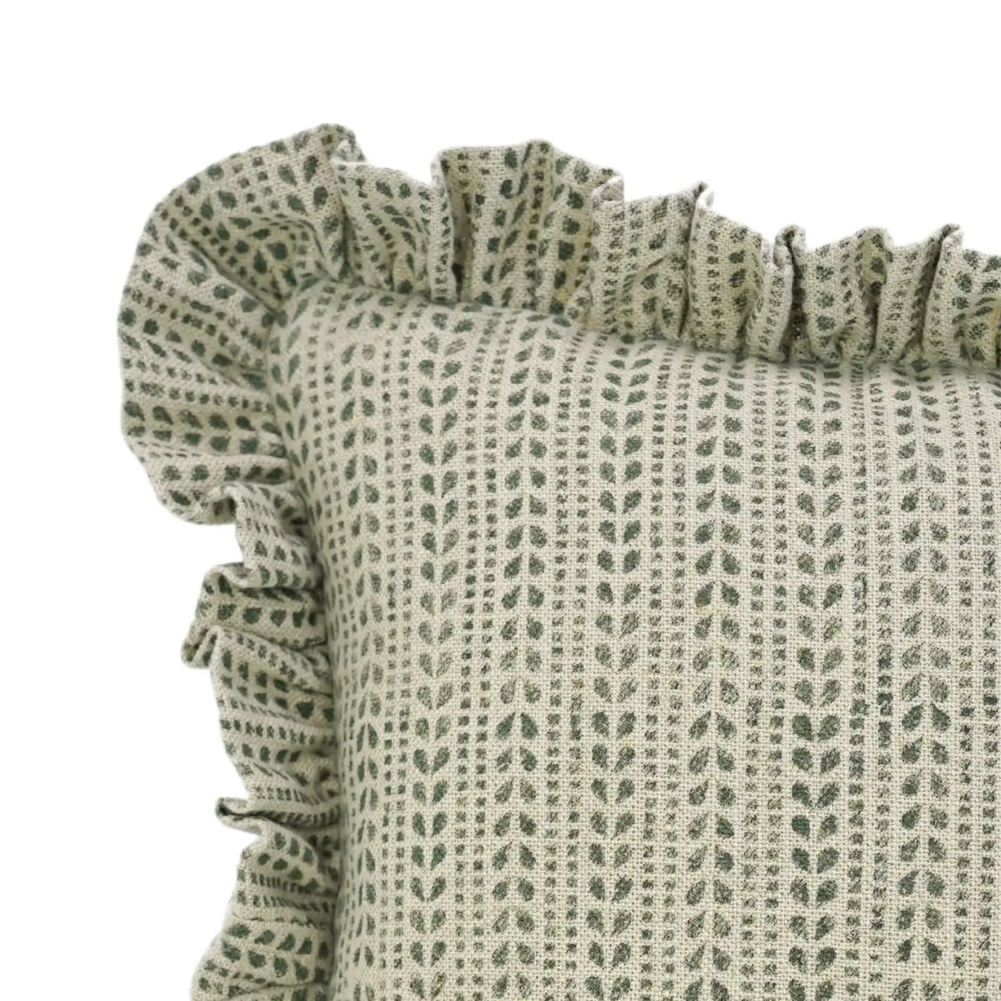 Stitched Sage Ruffle Pillow - 18"
