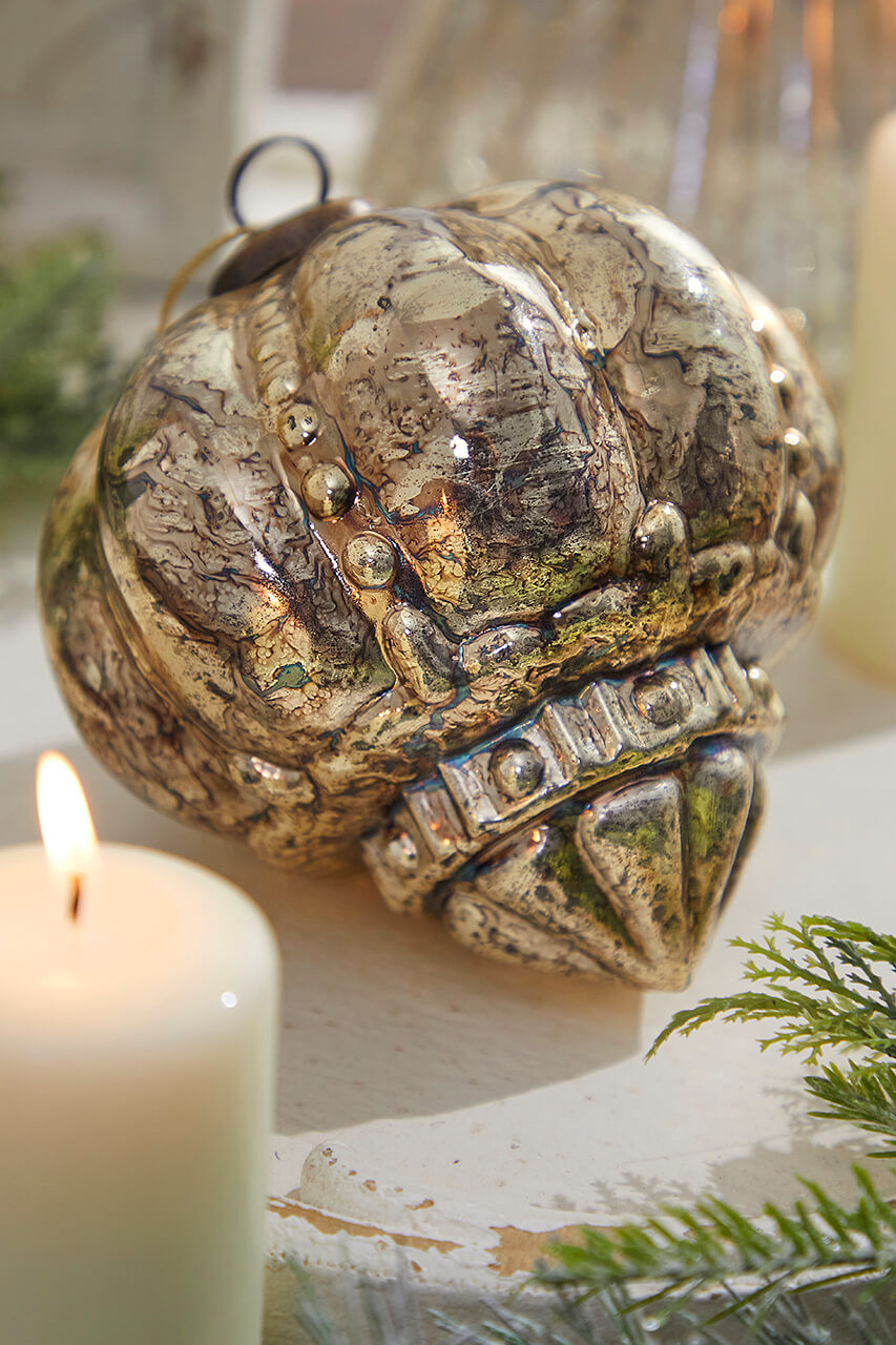 5" Regal Beaded Gold Ornament