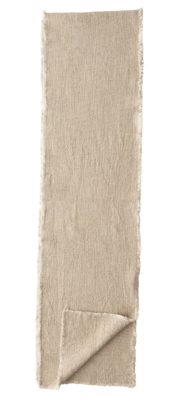 Linen Frayed Table Runner