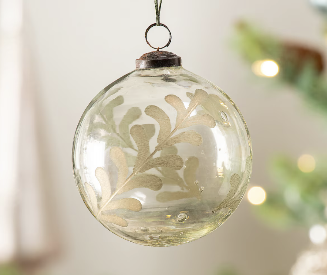 Etched Vine Glass Ornament