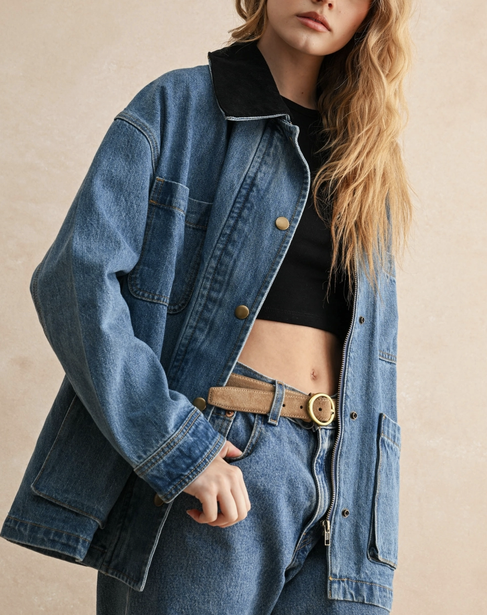 Corduroy Collar Denim Jacket