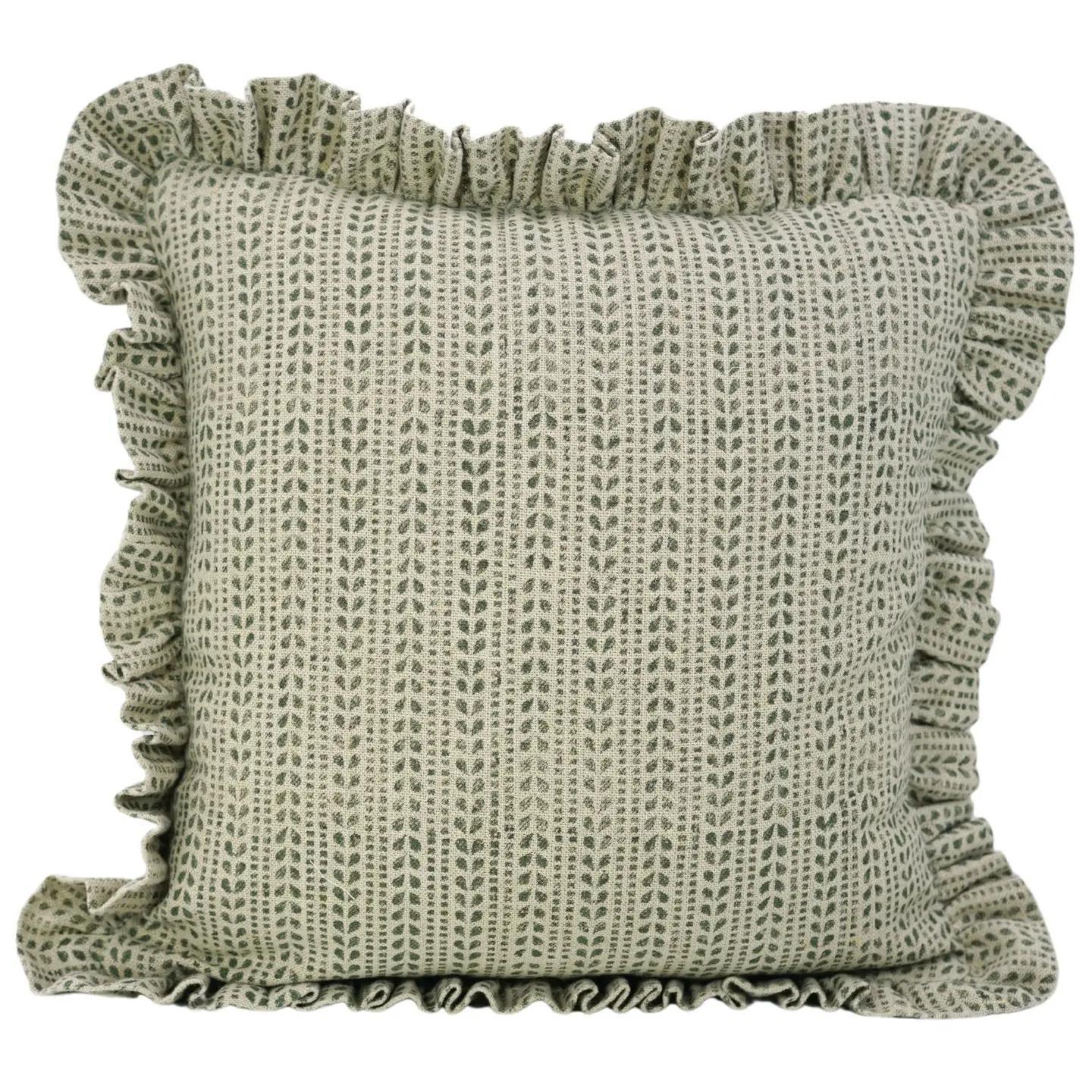 Stitched Sage Ruffle Pillow - 18"