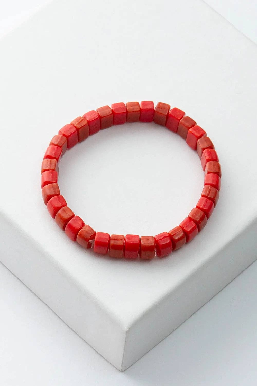 Opaque Glass Bracelet, Coral