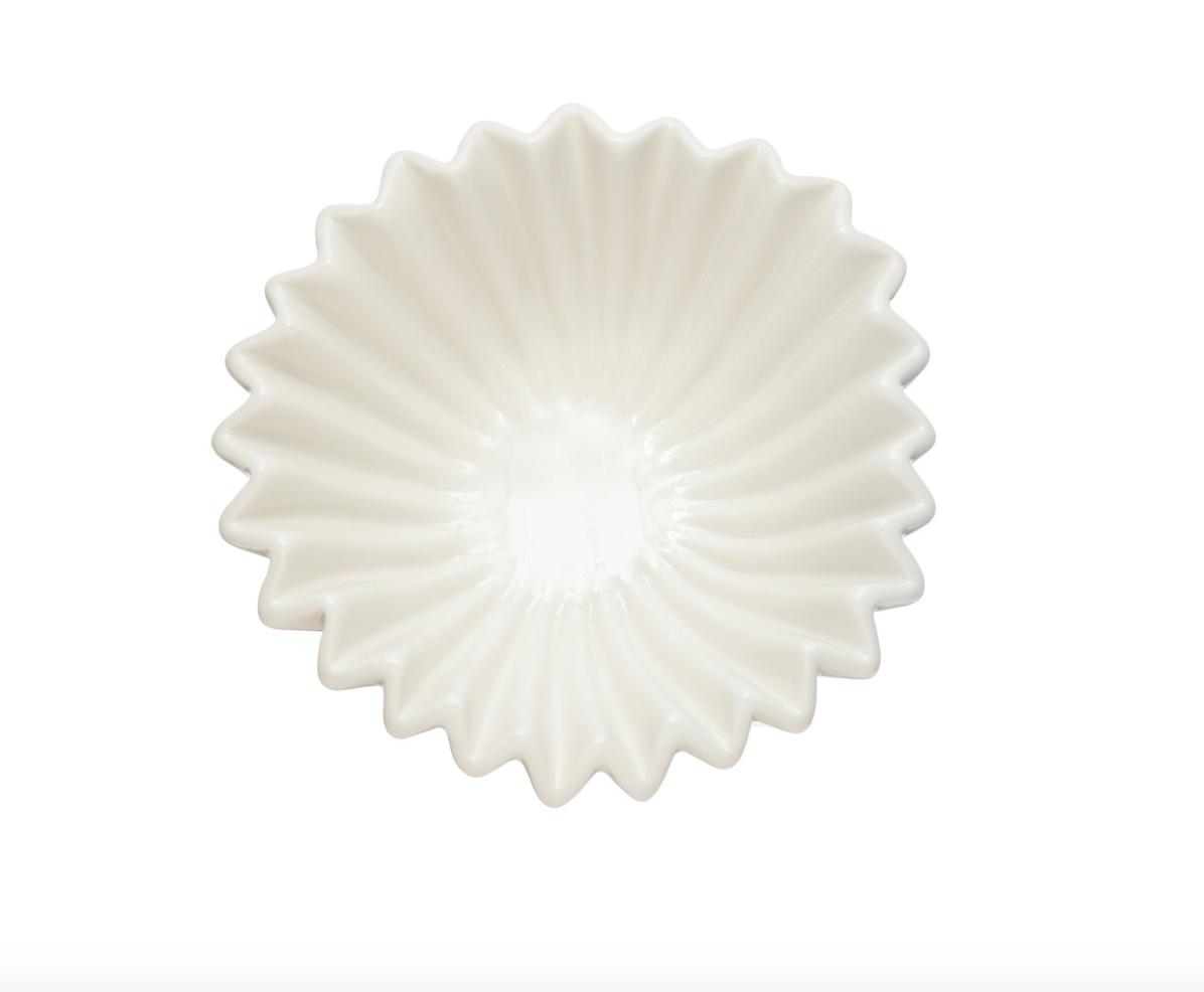 Stoneware Fluted Bowl - White Sm