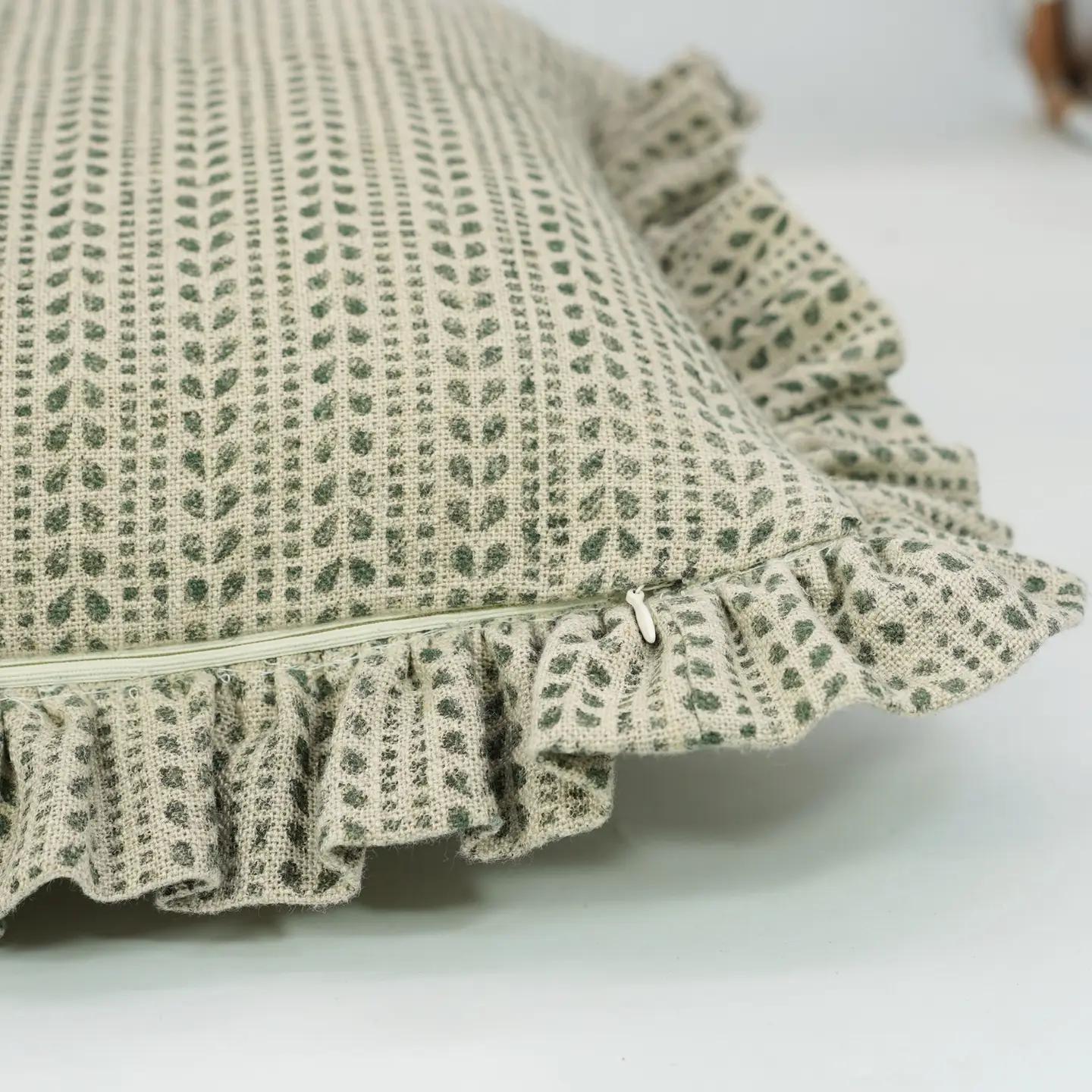 Stitched Sage Ruffle Pillow - 18"