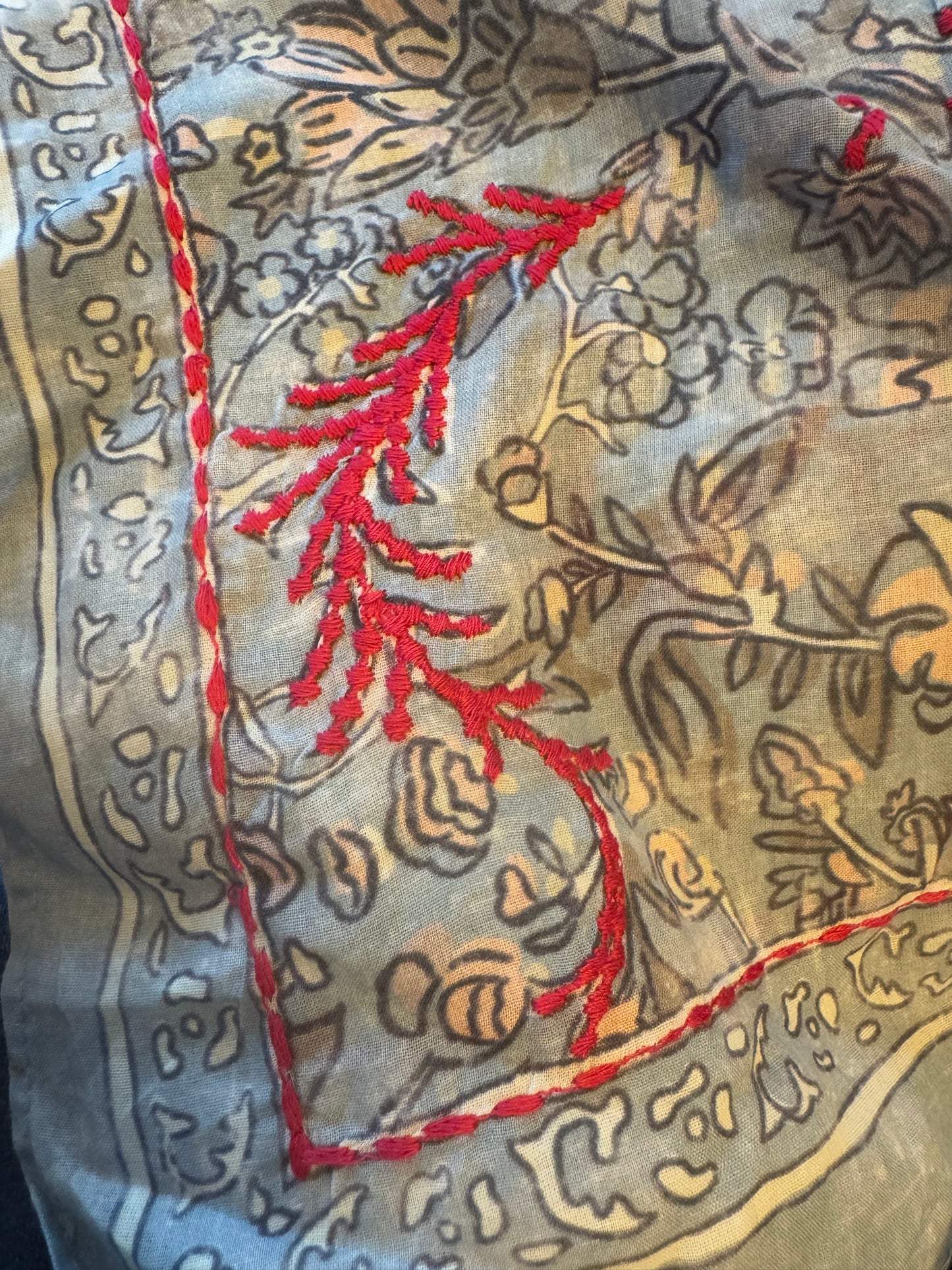 Bandana - Cool Blue + Red Stitching