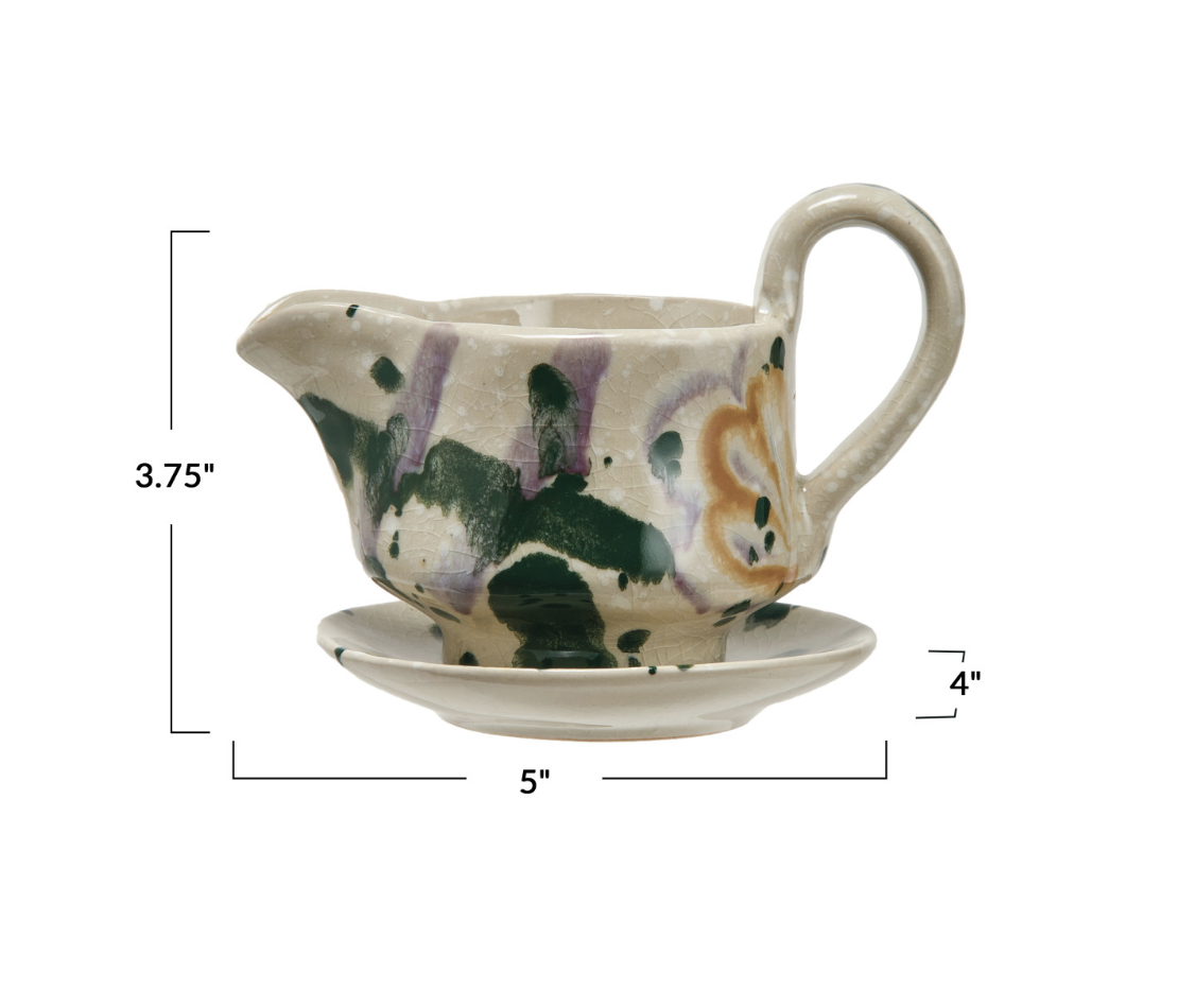 Hand Painted Creamer w/ Saucer