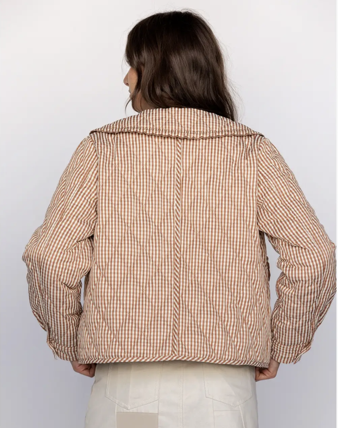 Quilted Gingham Jacket - Rust