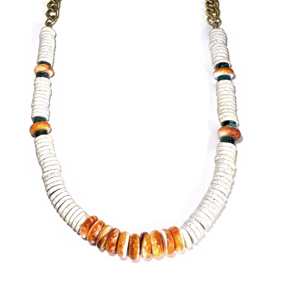 Lavarock + Spiny Oyster Shell Necklace