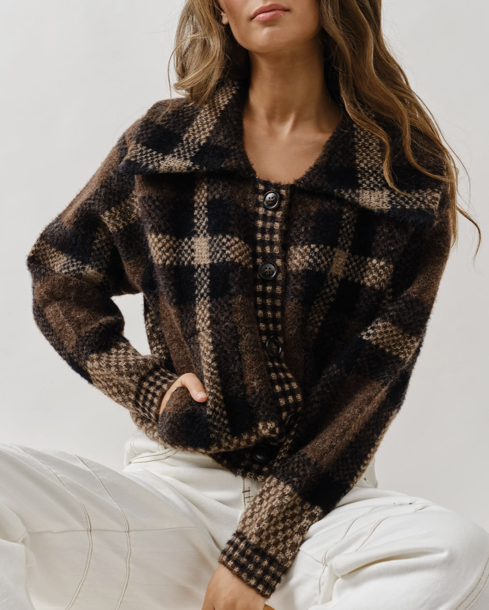 Plaid Button Down Cardigan
