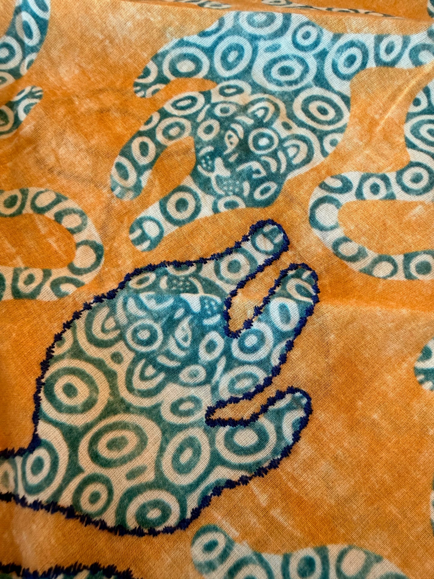 Bandana - Mustard + Blue Stitching