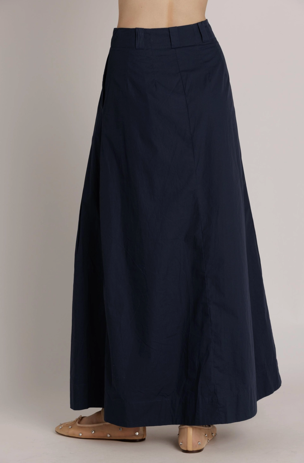 Pleated Poplin Maxi Skirt