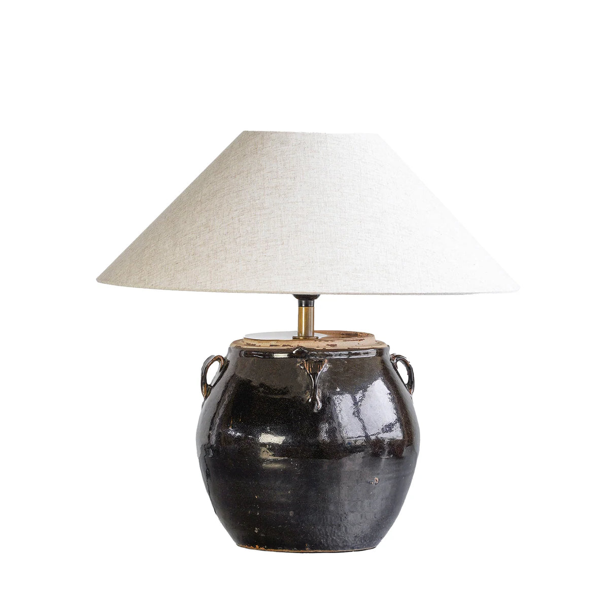 Glazed Handled Pot Lamp