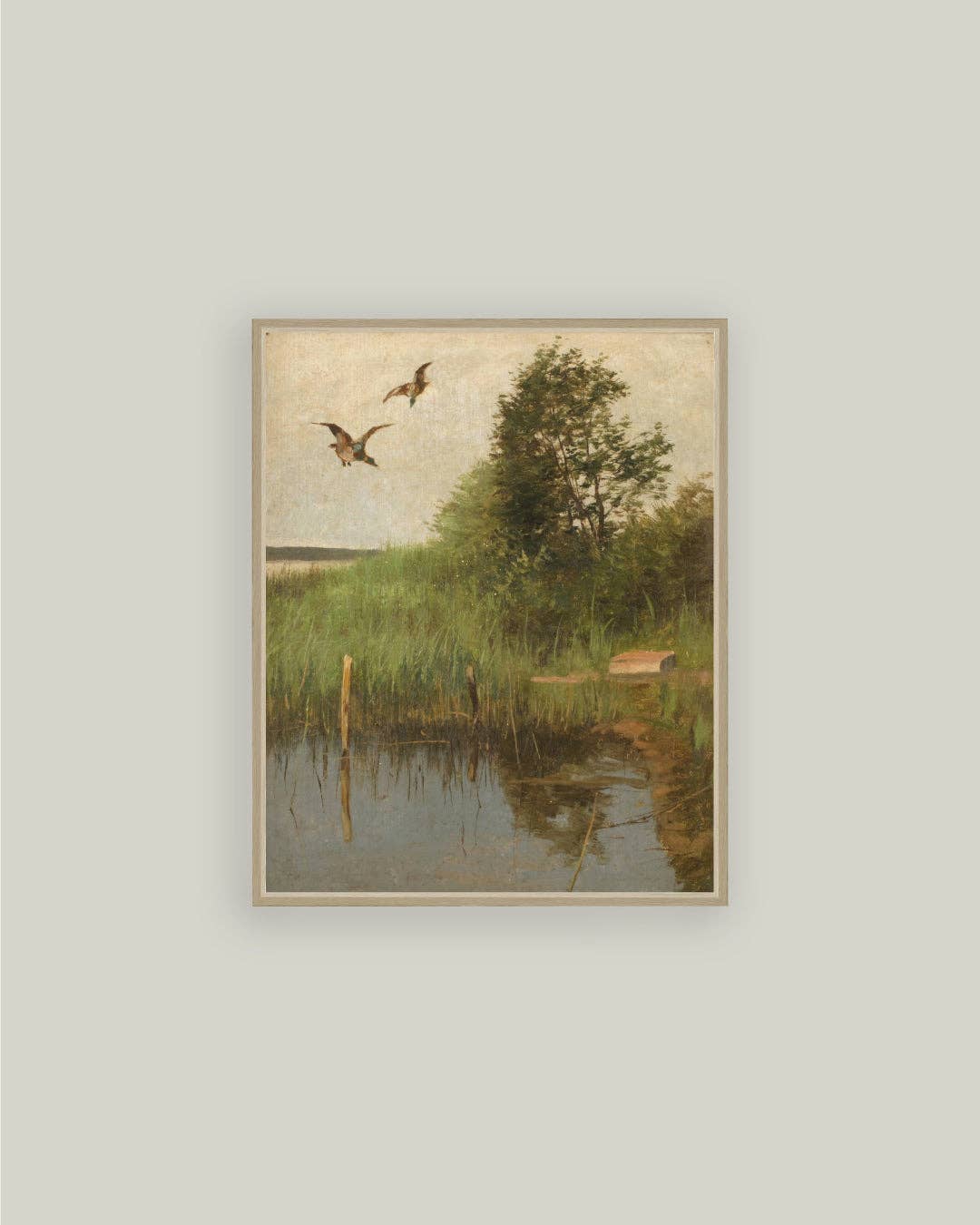 Mallards Taking Flight Framed Antique Art