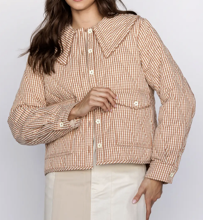 Quilted Gingham Jacket - Rust