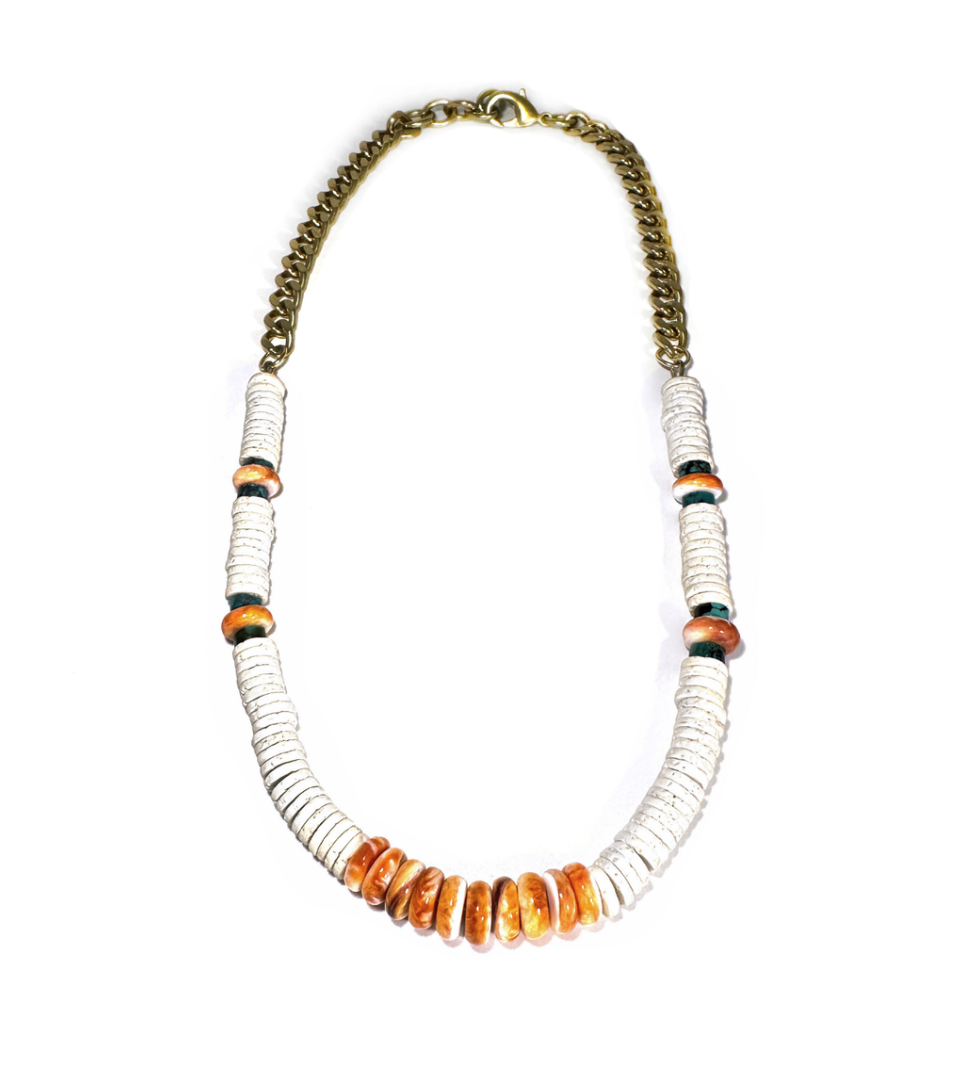 Lavarock + Spiny Oyster Shell Necklace