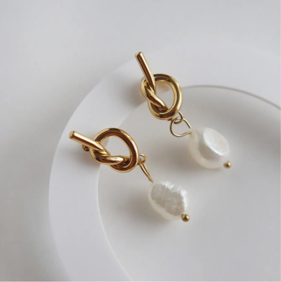 Knotted Pearl Earrings