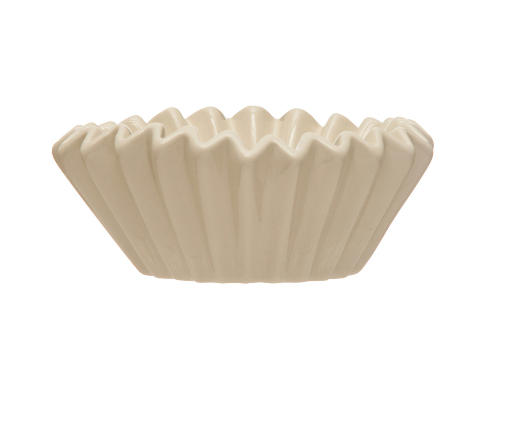 Stoneware Fluted Bowl - White Sm