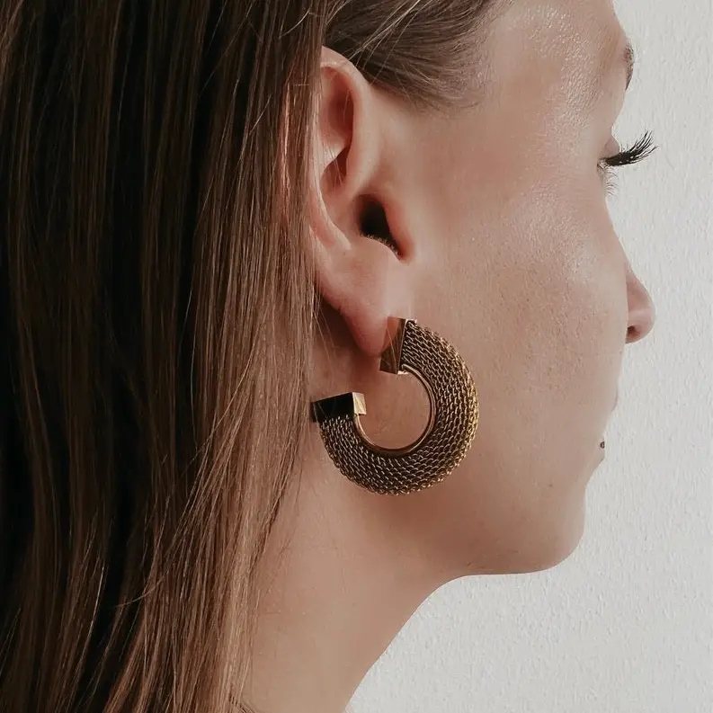 Athena Gold Mesh Hoops