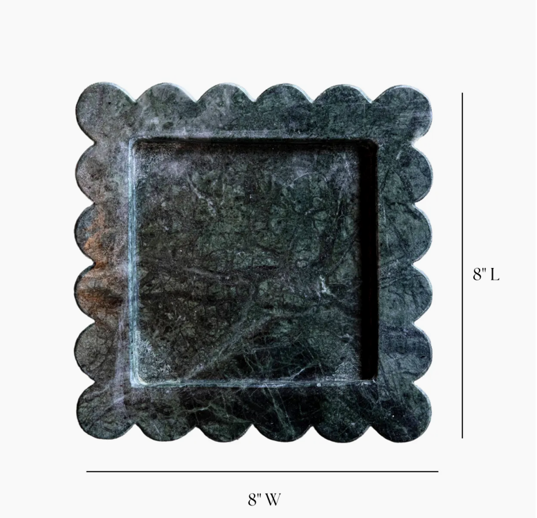 Green Scalloped Marble Tray