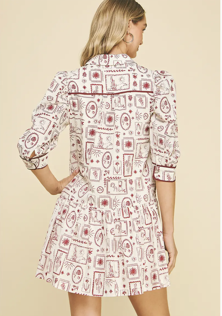 Print Tiered Mini Dress