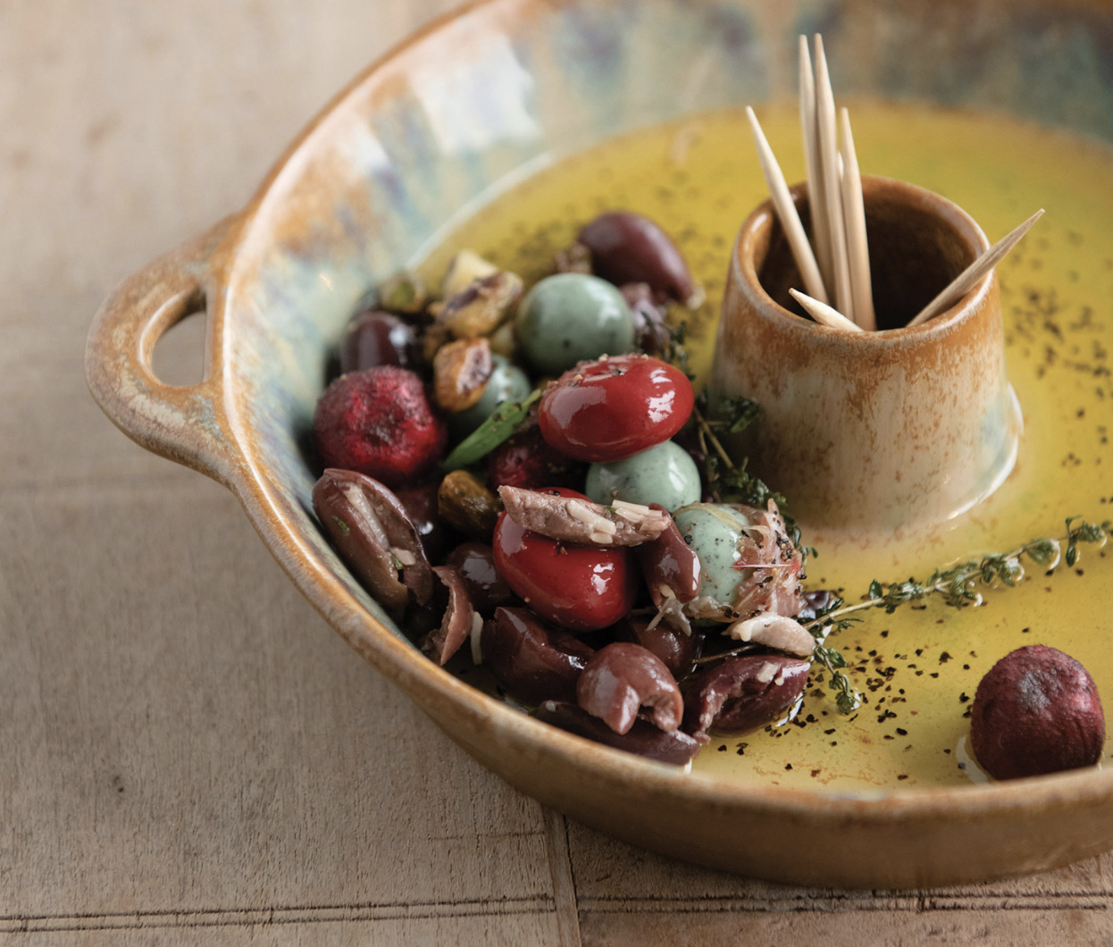Serving Dish with Toothpick Holder