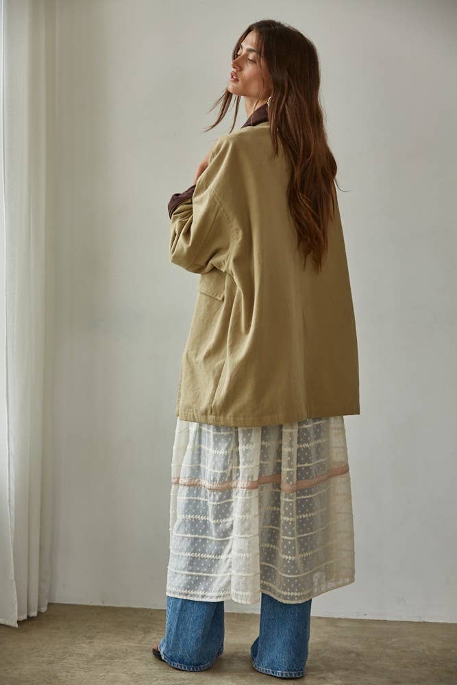 Cotton Utility Jacket | Corduroy Collar