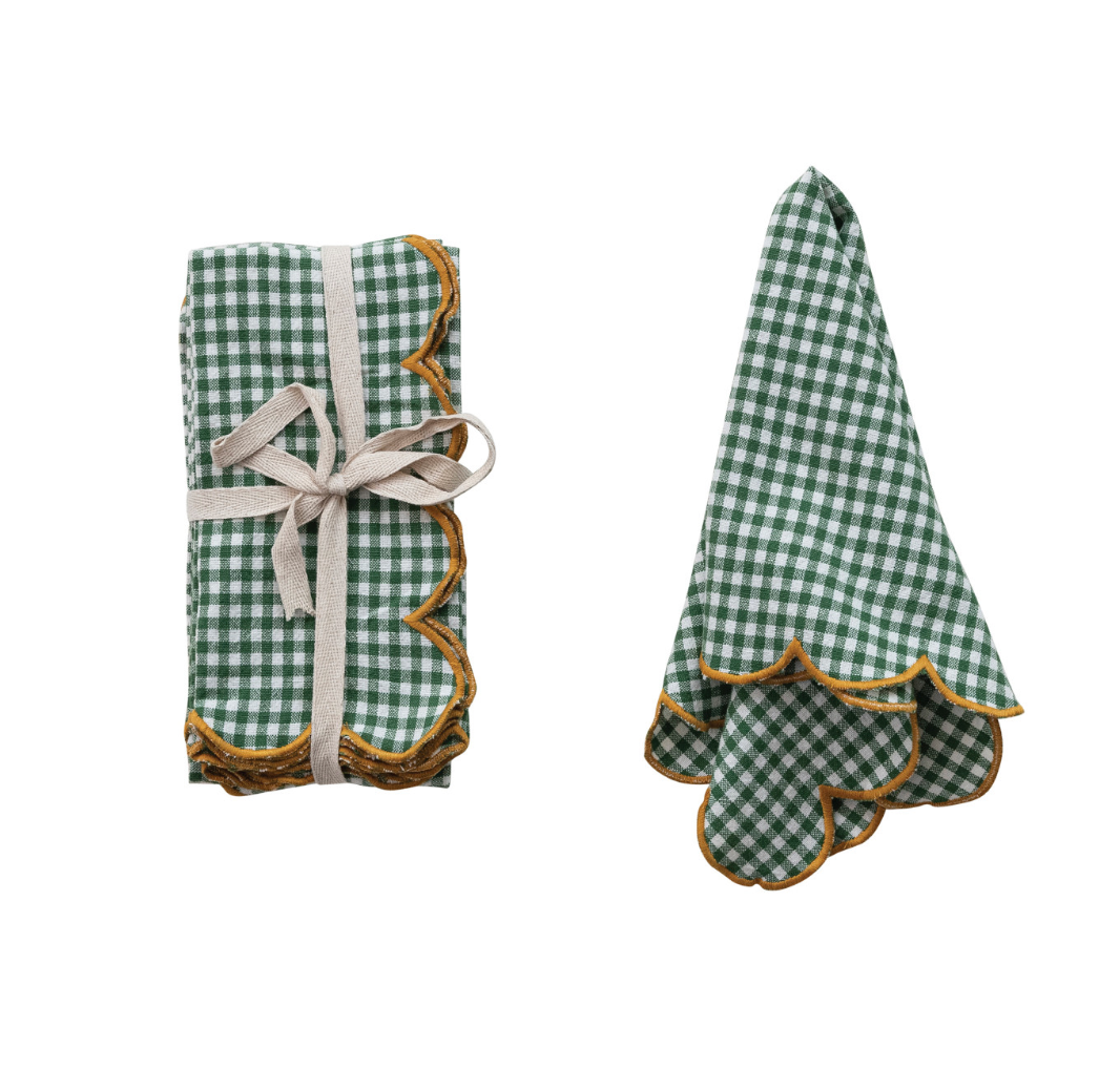 Green Scalloped Napkin