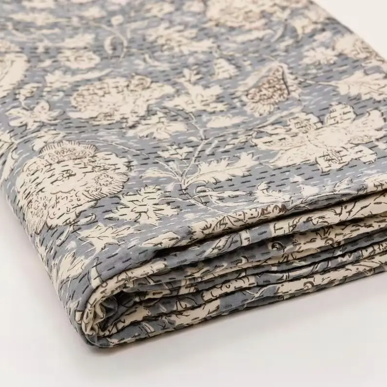 Kantha Quilt Queen - Blue