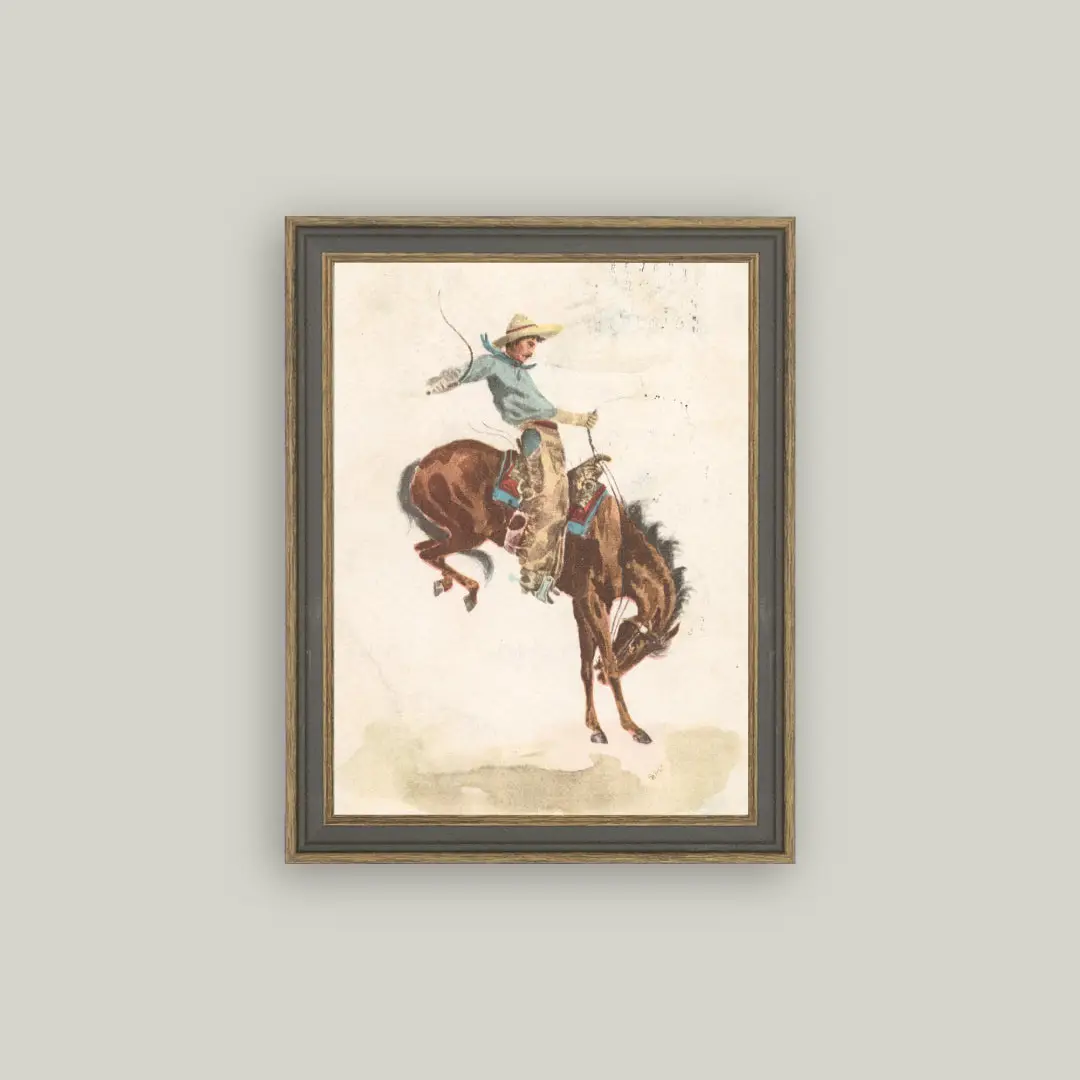 Bucking Bronco Framed Art