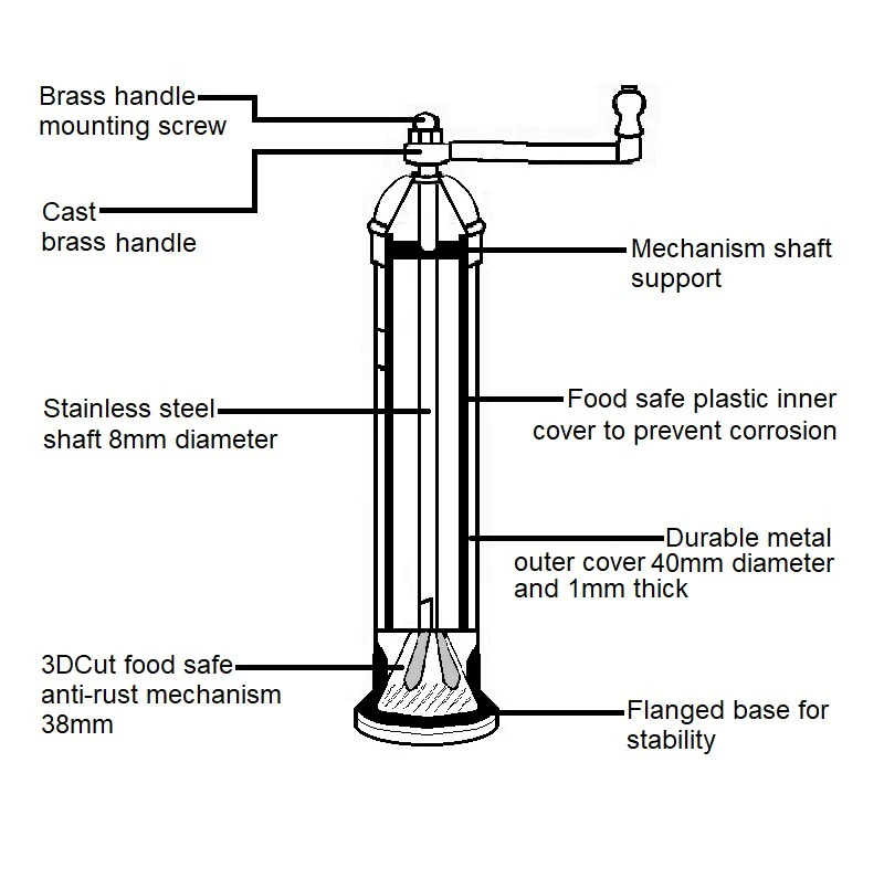 8" Brass Salt Grinder