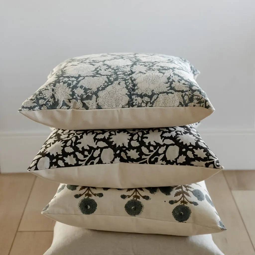 Indigo Thistle Pillow 22"