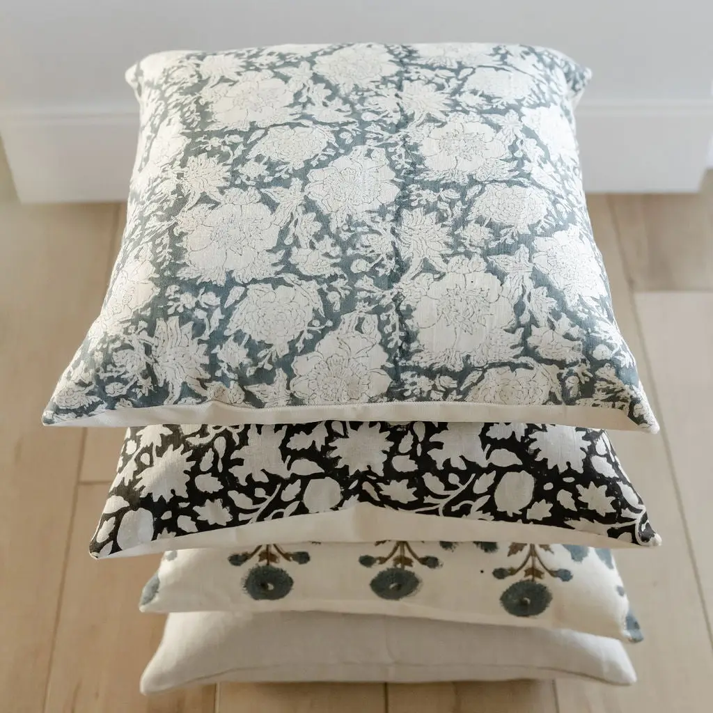 Indigo Thistle Pillow 22"