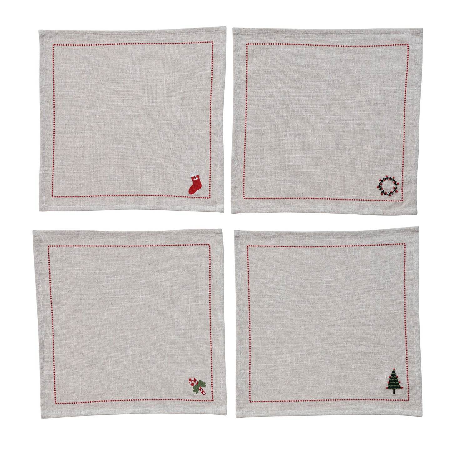 Set of 4 Embroidered Napkins