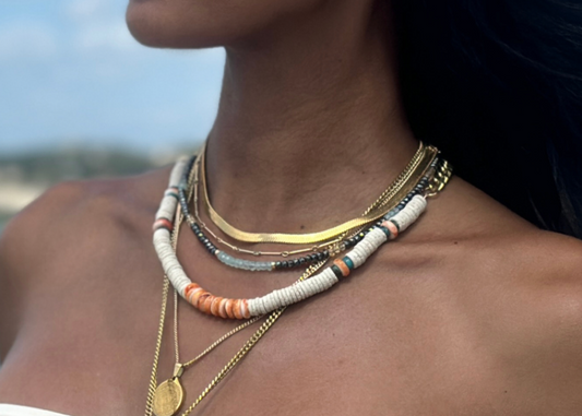 Lavarock + Spiny Oyster Shell Necklace