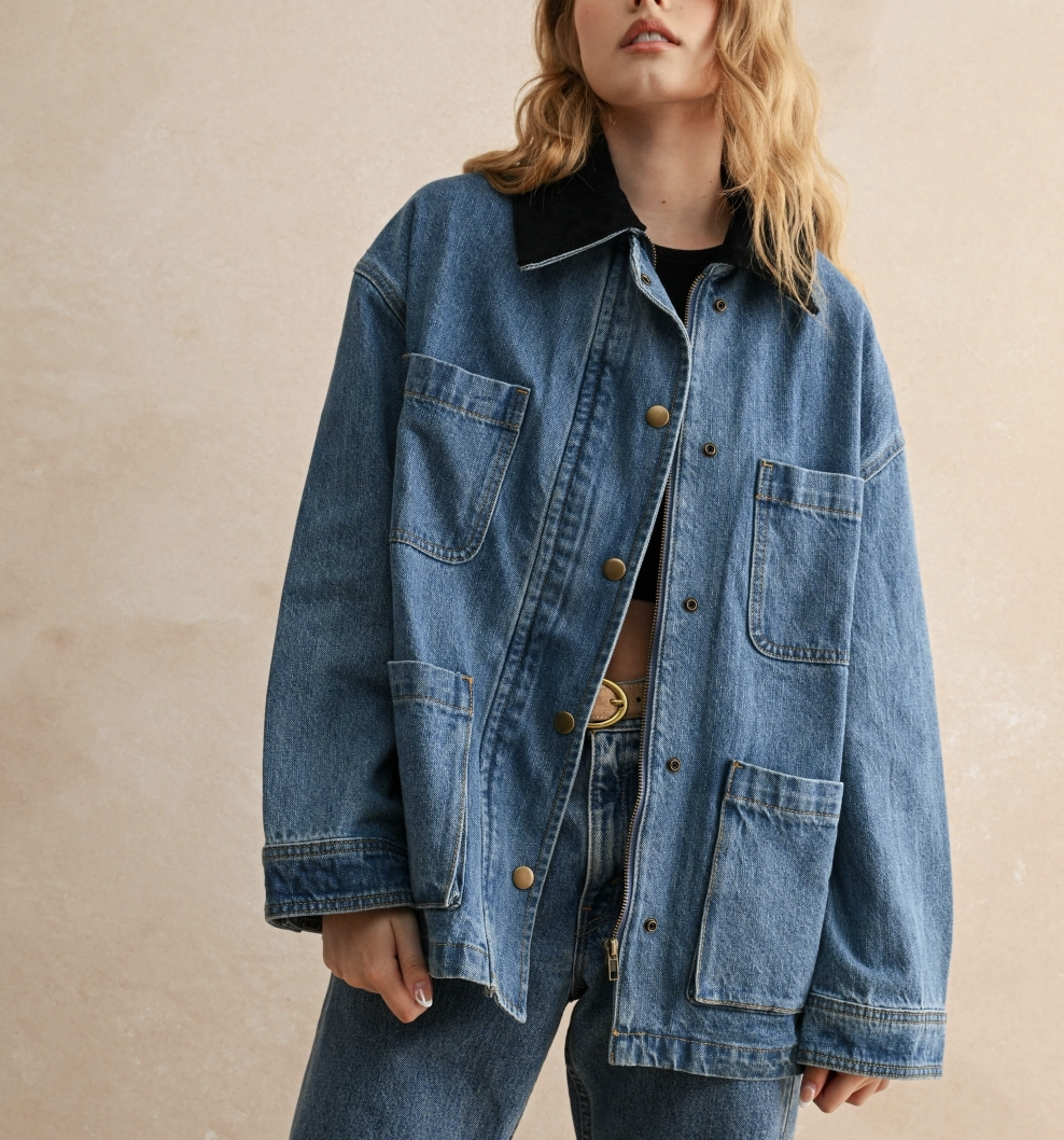 Corduroy Collar Denim Jacket