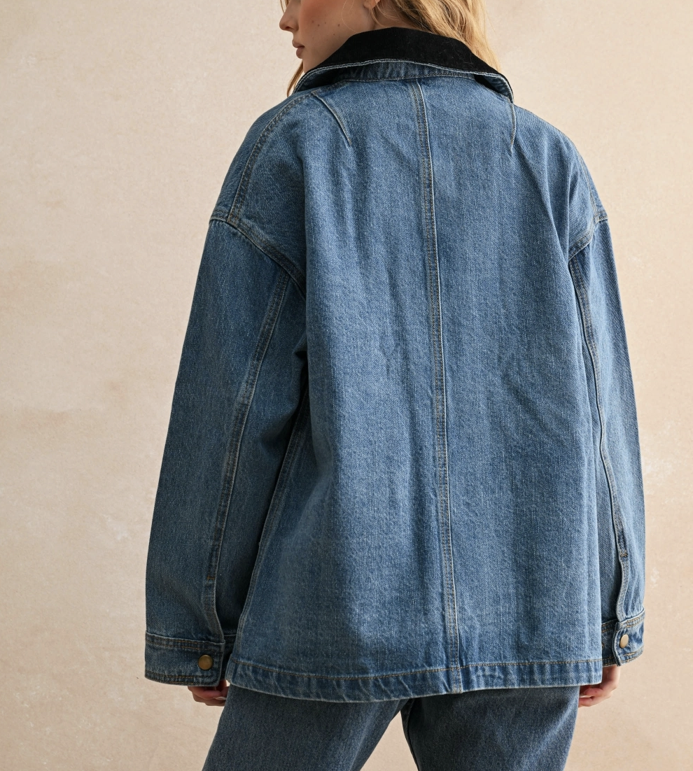 Corduroy Collar Denim Jacket