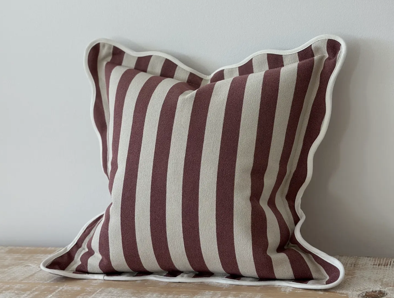 Plum Stripe Scallop Pillow