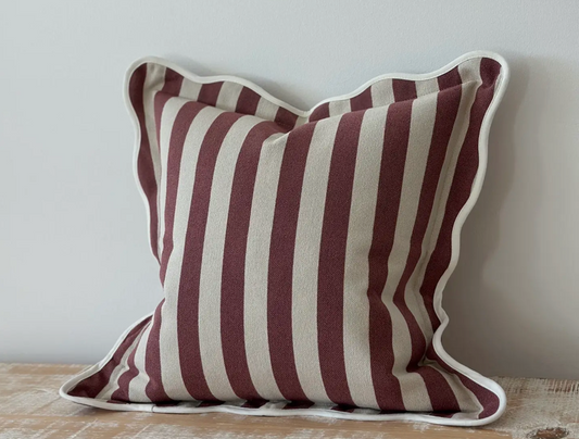 Plum Stripe Scallop Pillow
