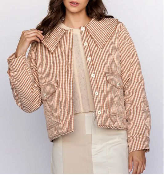 Quilted Gingham Jacket - Rust