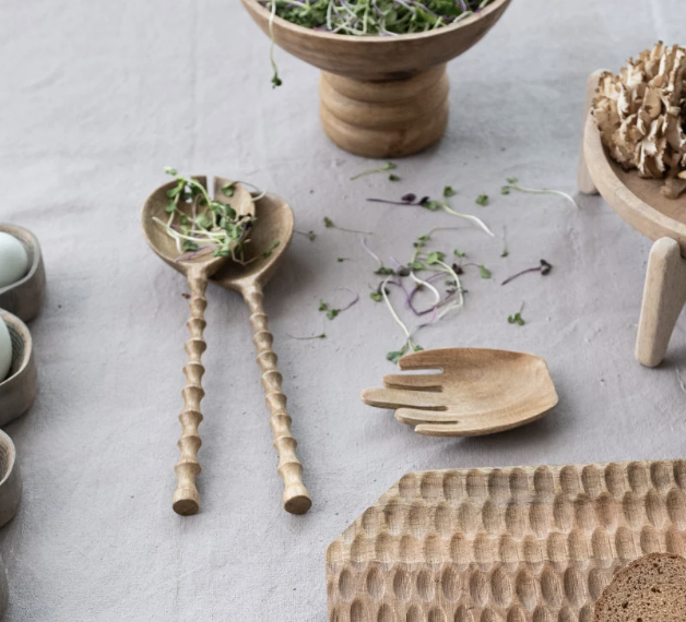 Carved Wood Serving Set