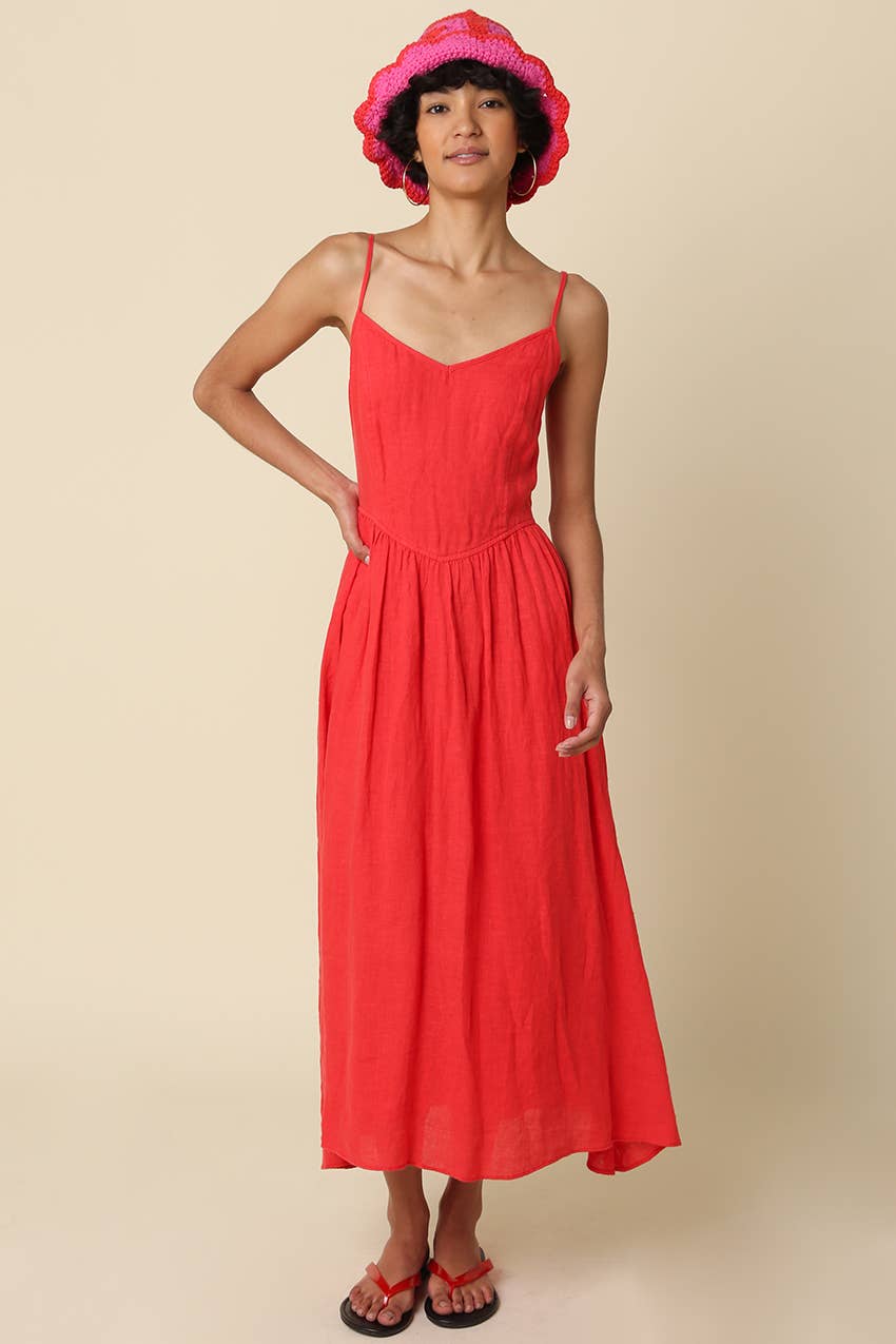 Jodi Linen Sleeveless Maxi Dress
