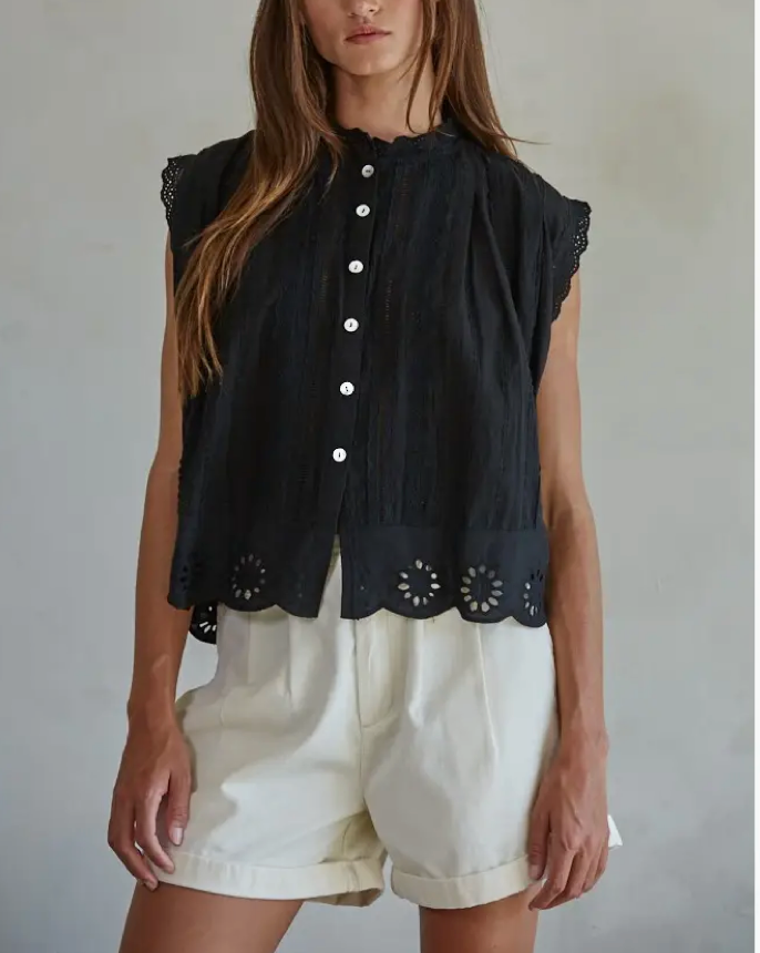 Cotton Eyelet Button Down