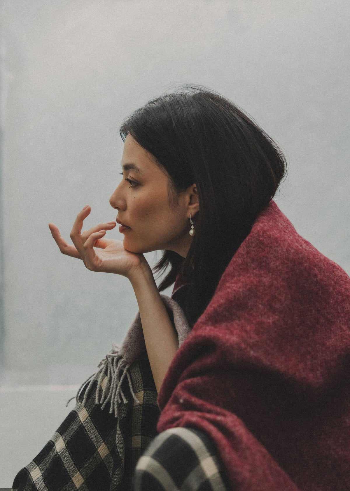 Wool Throw | Burgundy/Grey