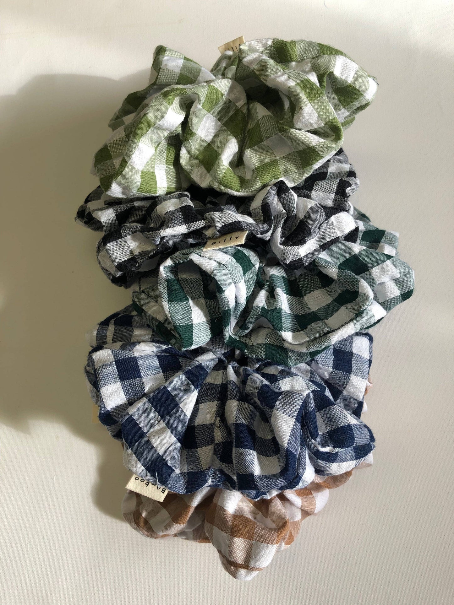 GINGHAM SCRUNCHIES  - neutral