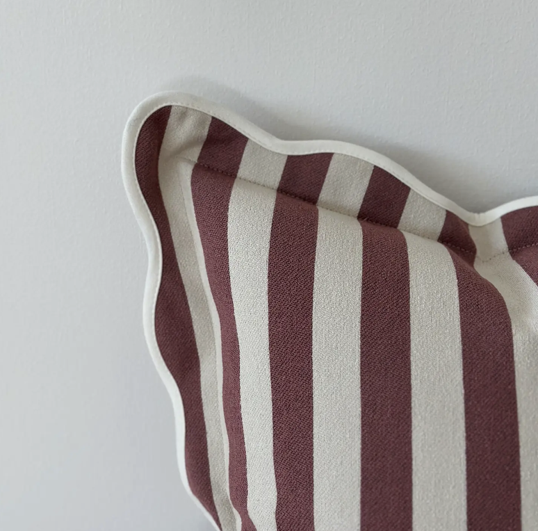 Plum Stripe Scallop Pillow